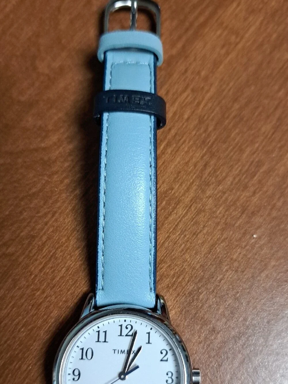 Timex Light Blue Leather Strap Analog Watch Need Battery